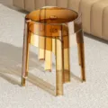 Transparent stackable amber acrylic stool modern minimalist round chair for home living room - Low Stool / 2 Pcs/Set / Caramel color