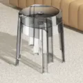 Transparent stackable modern stool, stylish smoked grey acrylic home furniture. - Low Stool / 2 Pcs/Set / Transparent Gray