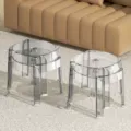 Clear stackable round stool, transparent acrylic modern minimalist design variant for home decor. - Kids / Set of 4 / Clear