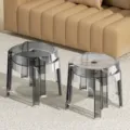 Stackable transparent acrylic pinwheel stool modern smoke grey round accent chair for home use - Kids / Set of 4 / Transparent Gray