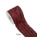 Ruban en polyester uni froissé texture froissée nœud DIY accessoires cheveux emballage. - 5.5cmx10 Yards / Brun Foncé