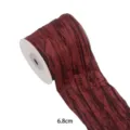 Ruban plissé en polyester rouge foncé de 6.8 cm de large en rouleau pour emballage cadeau. - 6.8cmx10 Yards / Brun Foncé