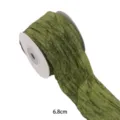 Rouleau de ruban plissé froissé vert 6,8 cm de large tissu en polyester pour couture artisanat - 6.8cmx10 Yards / Vert