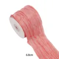 Ruban polyester froissé rouge uni de 6.8cm pour nœuds DIY, emballage floral et loisirs créatifs. - 6.8cmx10 Yards / Rose Crépuscule