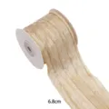 Ruban en polyester plissé unicolore texture froissée ruban décoratif pour bricolage 6.8cm - 6.8cmx10 Yards / Champagne