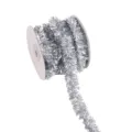 Silver Christmas tinsel garland ribbon, metallic wired tinsel for holiday tree party decor - Silver [10 Yards]
