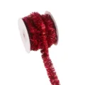 Red metallic tinsel ribbon for Christmas tree decoration, wire-edged holiday party garland. - Big Red [10 Yards]