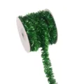 Green tinsel wire ribbon for Christmas tree decoration, metallic wire garland craft. - Christmas Green [10 Yards]