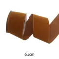 Καφέ βελούδινη κορδέλα με σύρμα, 6.3cm πλάτος για χριστουγεννιάτικη συσκευασία δώρων. - 14# / 6.3cm*10 Yards / Καμηλό