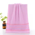 Pink cotton face towel with elegant striped border for daily home use bathroom soft bath towel - Polka Dot Pink