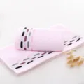 Soft pink cotton face towel with stripe pattern, highly absorbent and comfortable for daily use. - Pastoral Time Pink