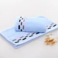 Soft cotton face towel close-up, thickened absorbent striped design for daily comfort home use. - Pastoral Time Blue