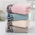 Cotton face towel set in four pastel colors, thick soft absorbent plain towel multi-pack. - Alphabet Style, Random Assortment