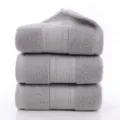 Set of three premium cotton grey towels, soft and absorbent daily use face towels. - Climbing Thick Style Light Grey