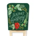Christmas fabric chair cover with watercolor holly and seasonal greetings for holiday party decor - 1-Piece / Style A