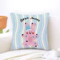 Cute blue striped pink bunny throw pillow cover sofa cushion decorative home soft decor - 45x45cm / Naughty Rabbit (Double-sided Pattern)