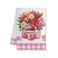 Asciugamano Cucina Festa della Mamma Rosa Quadri Fiori Strofinaccio Regalo - 40x60cm / Lettera D