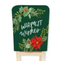 Christmas chair cover with warm wishes text and holiday floral pattern for dining room home decor. - 1-Piece / Style B
