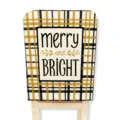 Christmas chair cover yellow black plaid holiday home decoration festive dining room back cover - 1-Piece / Letter B