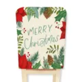 Christmas chair cover green pine cone style holiday home hotel dining room decor backrest - Letter E