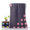Pure cotton face towel adult household bath towel soft absorbent geometric pattern home essential - Pink Square