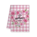 Asciugamano da cucina a quadri rosa motivo floreale festa della mamma regalo - Lettera E