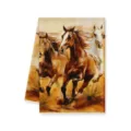 Vista dettagliata di un canovaccio da cucina stampato con cavallo cowboy western vintage. - 40x60cm / Modello C