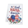 Patriotic American Independence Day Hand Towel Dish Cloth with Flag Heart and Stars - Style D / 40x60cm