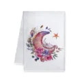 Asciugamano da cucina in microfibra con stampa etnica floreale e luna ad acquerello. - Stile C / 40x60cm