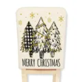 Coprisedia Natale nero oro albero fiocco di neve decorazione festa pranzo casa - Stile F