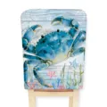 Fundas de silla con cangrejo azul acuarela marina para comedor, tela de terciopelo suave. - 1 pieza / Estilo B (Cangrejo)
