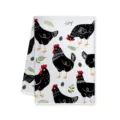 Asciugamano da cucina nero e bianco con gallina stile fattoria panno assorbente casa. - Stile E