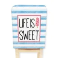 Funda de silla helado verano rayada azul blanca elastica comedor fiesta decoracion - 1 pieza / Letra B
