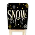 Fodera per sedia di Natale vintage con motivo a fiocchi di neve nero e oro per feste. - 1 pezzo / Stile B