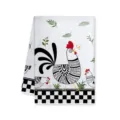 Canovaccio da cucina gallo bianco e nero stile rustico panno assorbente asciugamani - 40x60cm / Stile D