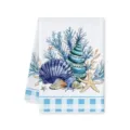 Canovaccio da cucina in microfibra con stampa acquerello di conchiglie e stelle marine. - 40x60cm / Lettera B