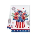 Amerikaanse Onafhankelijkheidsdag patriottische keukendoek detail, hoge hoed en sterren patroon. - Stijl E