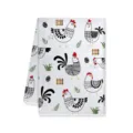 Dettaglio strofinaccio da cucina con motivo gallo bianco e nero stile fattoria. - 40x60cm / Stile A