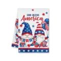 Canovaccio da cucina patriottico americano con bandiera USA e motivo gnomo per festa - Stile D / 40x60cm