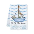 Marine theme nautical boat seashell pattern microfiber dish kitchen cleaning towel. - Letter E