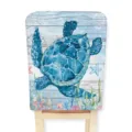 Ocean watercolor printed chair cover featuring sea turtle design, soft fabric for home decor. - Style F (Sea Turtle)