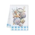 Asciugamano cucina conchiglie stella marina acquerello microfibra assorbente pulizia. - 40x60cm / Lettera C