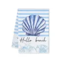 Panno da cucina conchiglia a righe blu in microfibra assorbente strofinaccio Hello Beach - 40x60cm / Lettera D