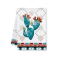 Canovaccio da cucina con cactus acquerello bohémien e motivo geometrico decorazione in stile sud-ovest - Lettera E