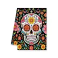 Dag van de Doden suiker schedel keukendoek microvezel bloemen reiniging absorberende doek. - Letter F