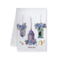 Asciugamano da cucina in microfibra bianca con lanterna del Ramadan e stampa floreale. - Stile B / 40x60cm