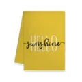 Toalla de cocina amarilla con estampado de texto hello sunshine para decoración de hogar de verano - 40x60cm / Letra C