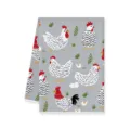Detail van een leuke keukendoek met print van boerderij haan, zachte absorberende stof. - Letter F