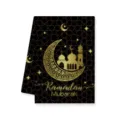 Canovaccio da cucina stampato Ramadan Mubarak nero e oro, microfibra per la casa. - 40x60cm / Stile D