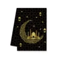Asciugamano da cucina nero oro microfibra panno Ramadan motivo islamico tessuto etnico morbido. - 40x60cm / Stile C